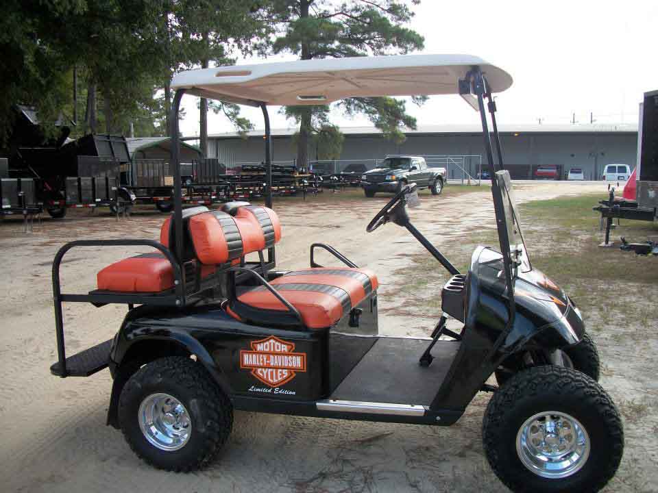 4 Seater Orange and Black Harley Golf Car