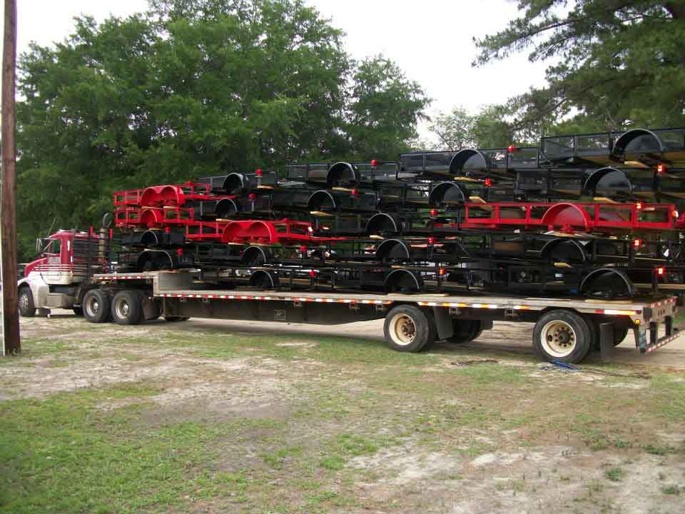 Stack of Black Utility Trailers